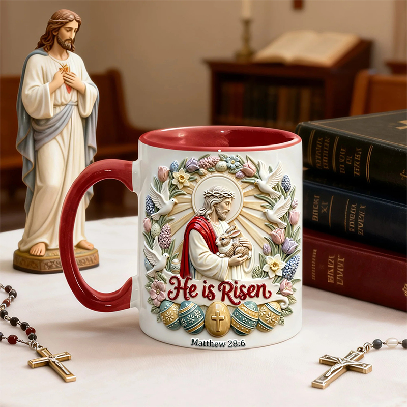 Personalized "He is Risen" Easter Mug Custom Name Christian Gift