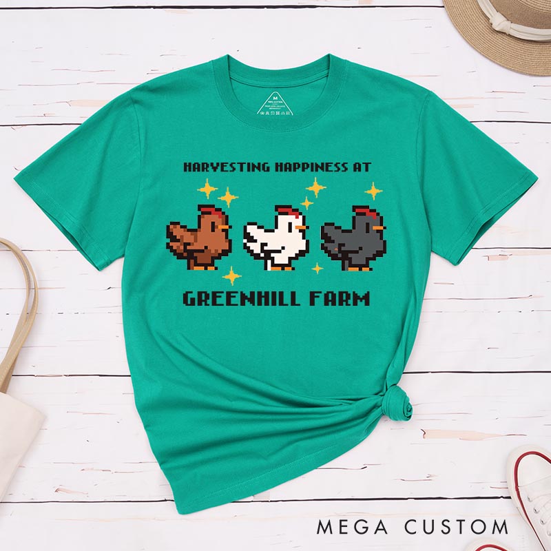 Personalized Pixel Cute Chicken Game Classic T-Shirts Farming Gamer Tshirt Valley Geek Gaming Nerd Shirt