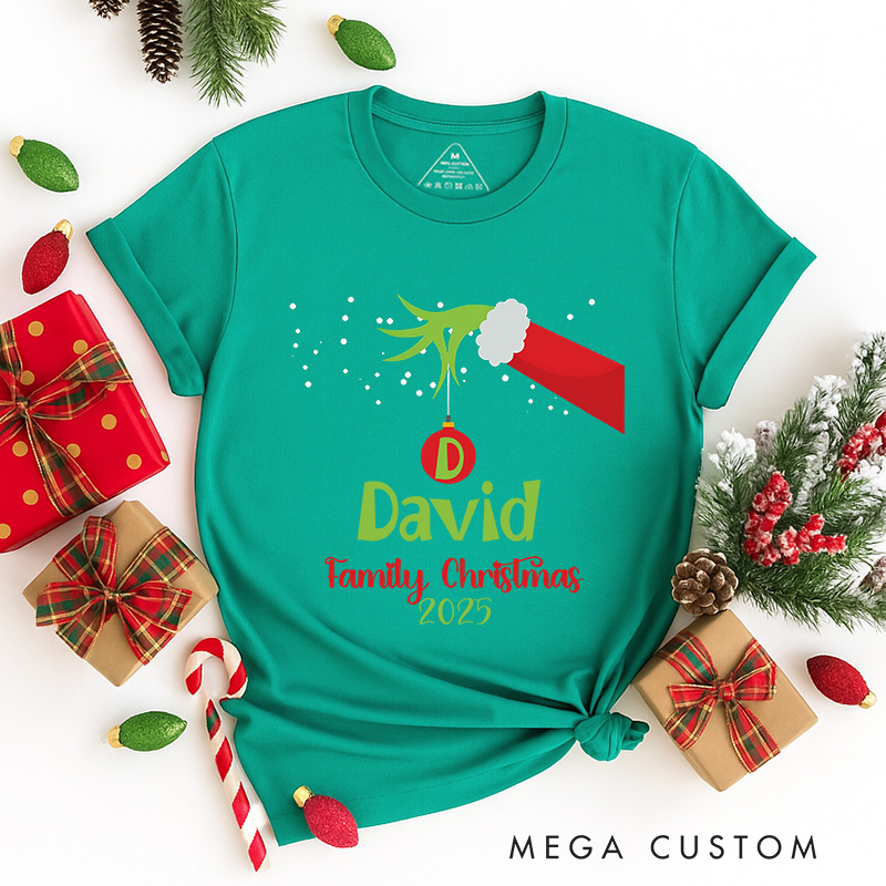 Personalized Classic Christmas Movie Inspired Green Monster Christmas Family Matching Classic T-Shirts Group Tshirts Movie Holiday Shirt