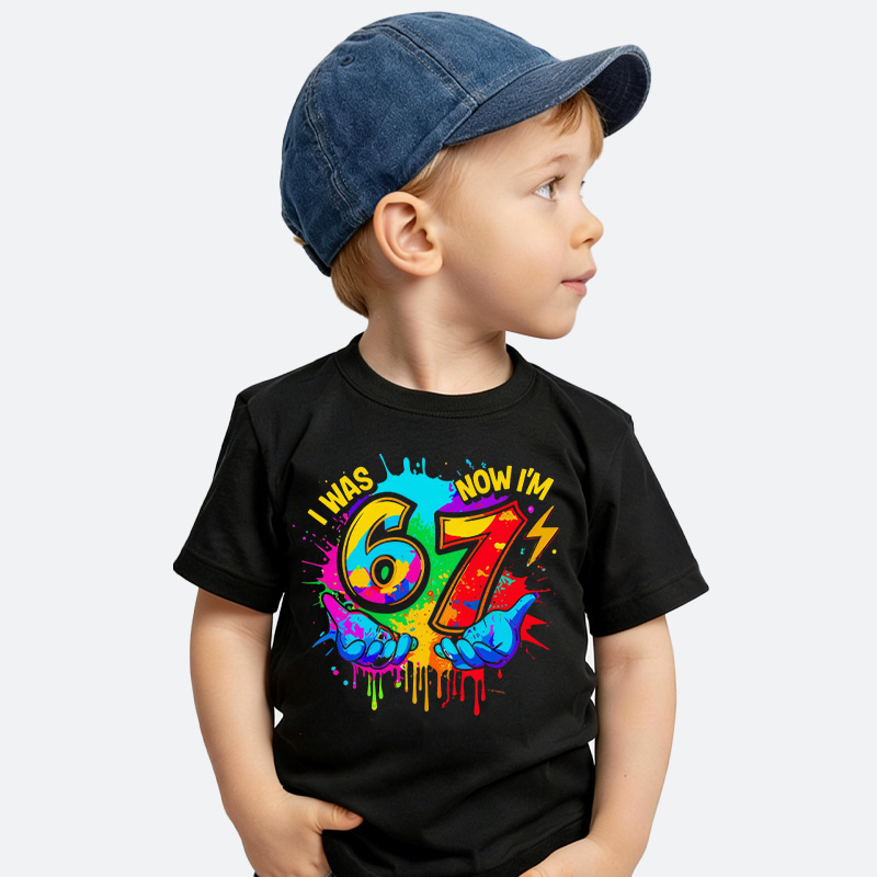 I Was 6 Now I Am 7 Shirt Kids 7th Birthday Meme Tshirt Colorful Six Seven Shirt Viral Birthday Shirt Toddler Birthday Gift