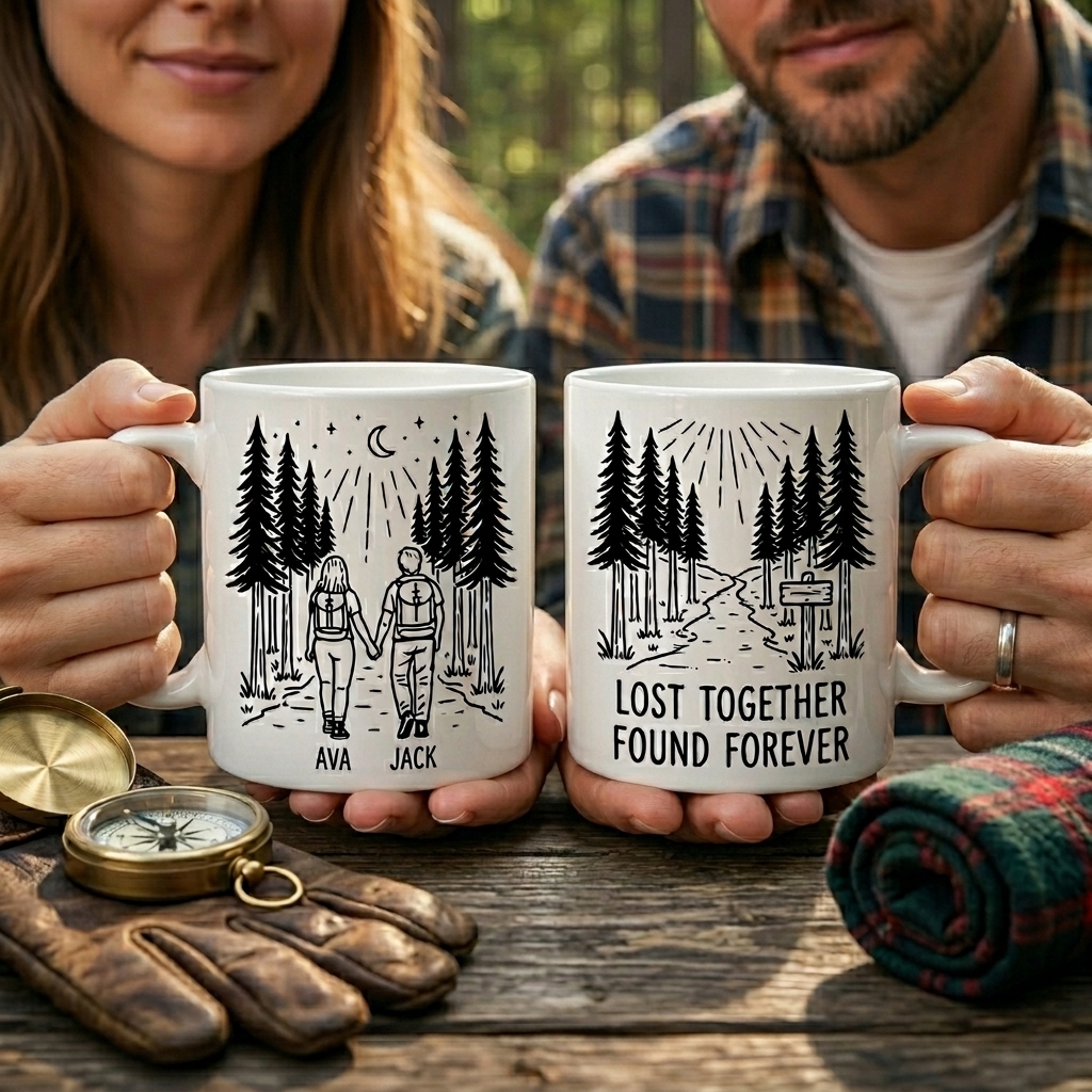 Personalized Lost Together Found Forever Couple Mug Gift Couple Anniversary Camping Gift Custom Outdoor Coffee Cup Partners for Life Newlyweds Gift Wedding Couple Gift
