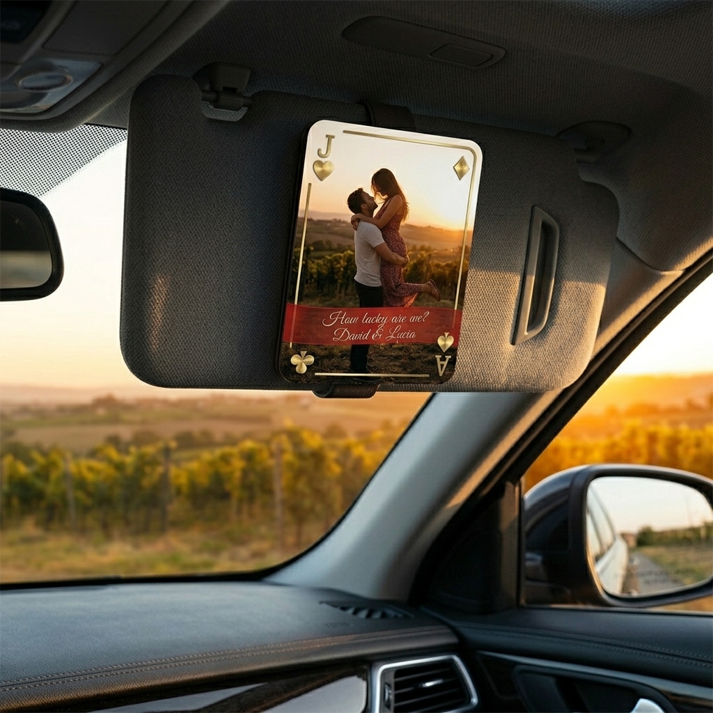 Personalized Photo Car Visor Clip Playing Cards Design Car Visor Clip Drive Safe Car Visor Clip Valentines Day Gift for Him Her Initial Playing Cards Visor Clip
