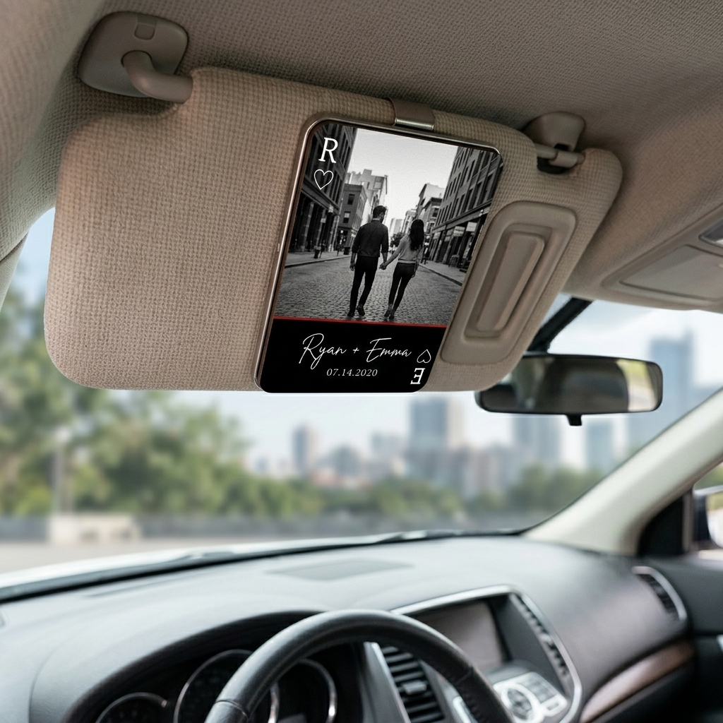 Personalized Couple Name Photo Drive Safe Car Visor Clip Playing Cards Design Car Visor Clip Valentines Day Gift for Him Her Initial Playing Cards Visor Clip