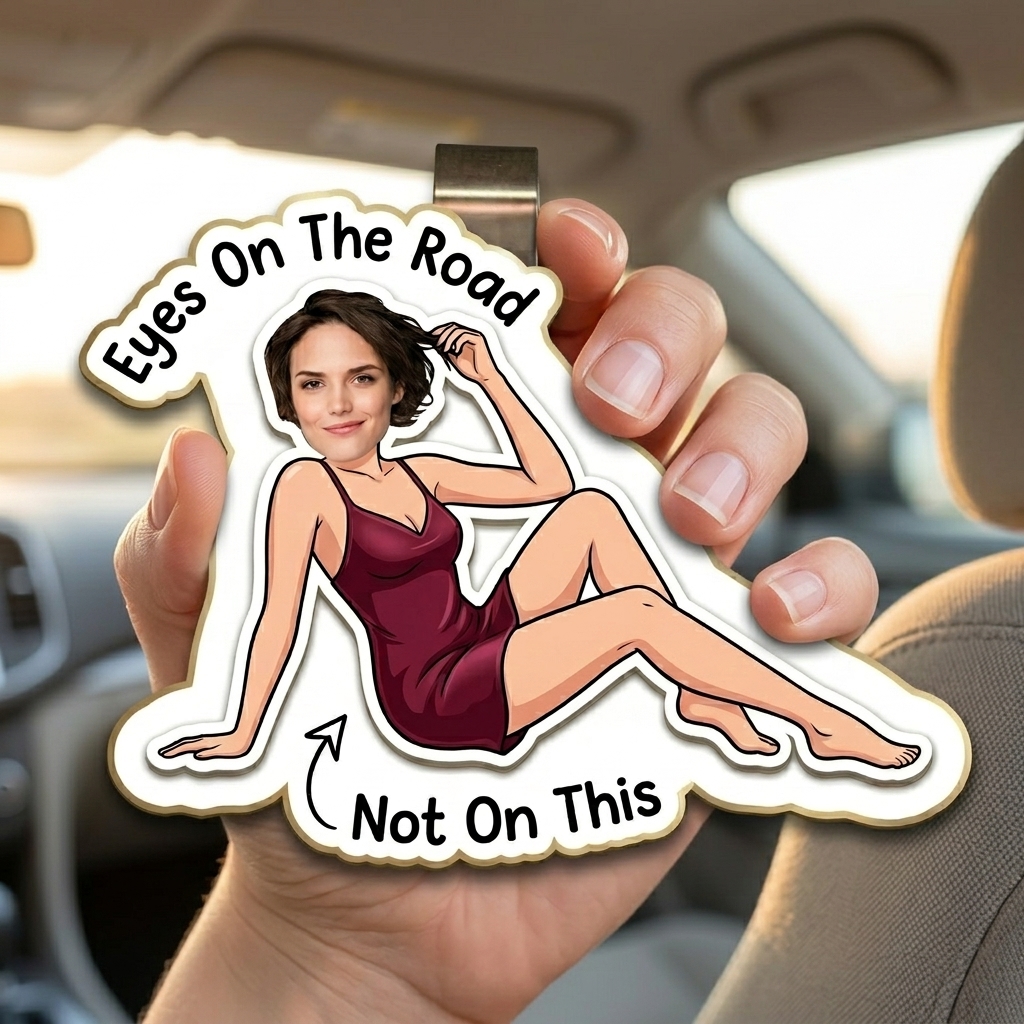Personalized Funny Drive Safe Photo Body Car Visor Clip Funny Gifts For Husband Wife Custom Acrylic Photo Car Visor Clip - Gift For Husband Anniversary Gift for Him