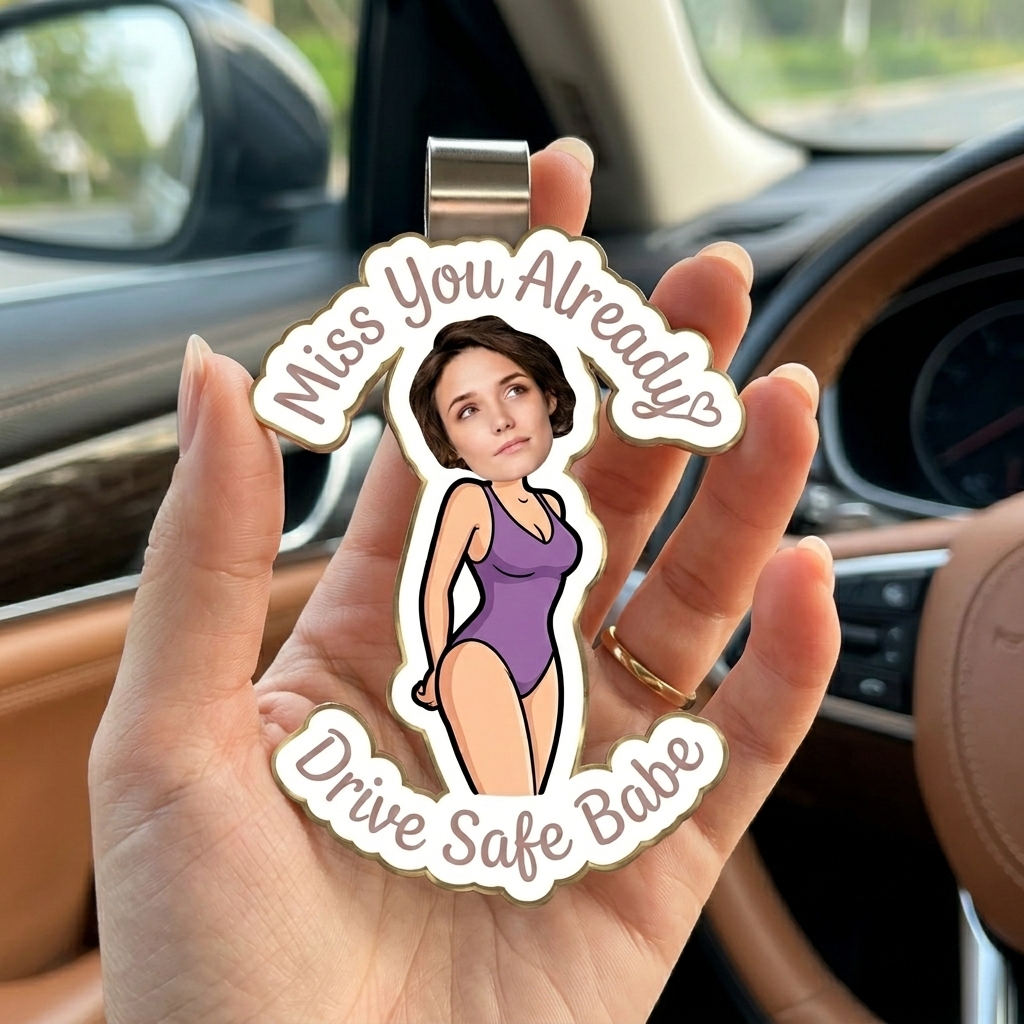 Personalized Funny Drive Safe Photo Body Car Visor Clip Funny Gifts For Husband Wife Custom Acrylic Photo Car Visor Clip - Gift For Husband Anniversary Gift for Him