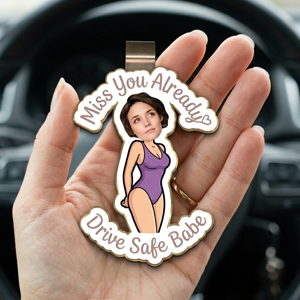 Personalized Funny Drive Safe Photo Body Car Visor Clip Funny Gifts For Husband Wife Custom Acrylic Photo Car Visor Clip - Gift For Husband Anniversary Gift for Him