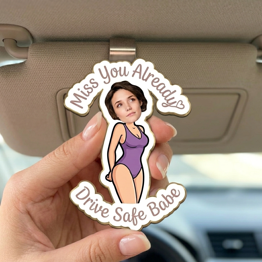 Personalized Funny Drive Safe Photo Body Car Visor Clip Funny Gifts For Husband Wife Custom Acrylic Photo Car Visor Clip - Gift For Husband Anniversary Gift for Him