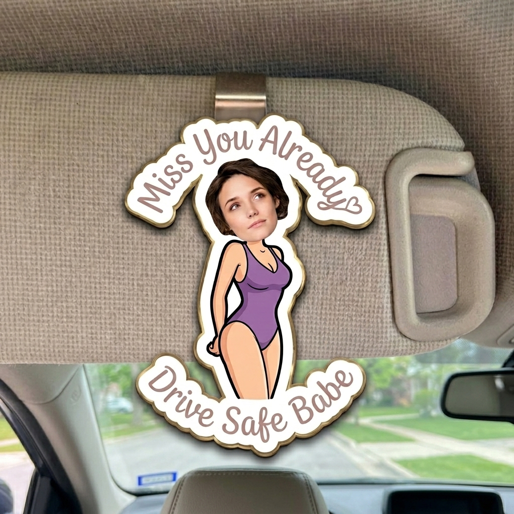 Personalized Funny Drive Safe Photo Body Car Visor Clip Funny Gifts For Husband Wife Custom Acrylic Photo Car Visor Clip - Gift For Husband Anniversary Gift for Him