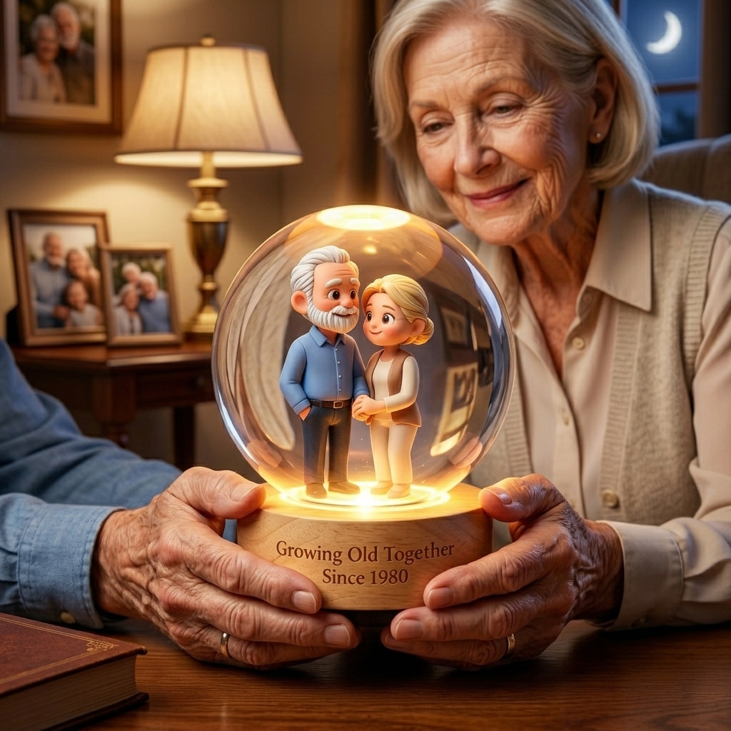 Personalized Photo Lamp Couple Cartoon Character Crystal Night Light Custom Picture Memorial Crystal Ball Lamp Wedding Gift Couple Anniversary Gift For Wife Girlfriend Husband