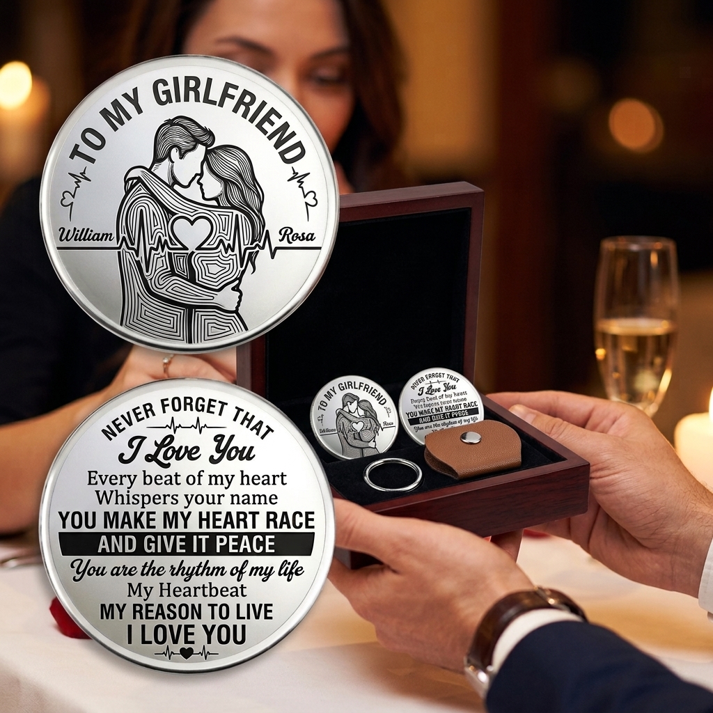 Personalized Never Forget That I Love You Pocket Hug for Wife Couple Love Heartbeat Design Pocket Hug for Wife Anniversary Gift for Wife Custom Pocket Hug with Name Couple Gift