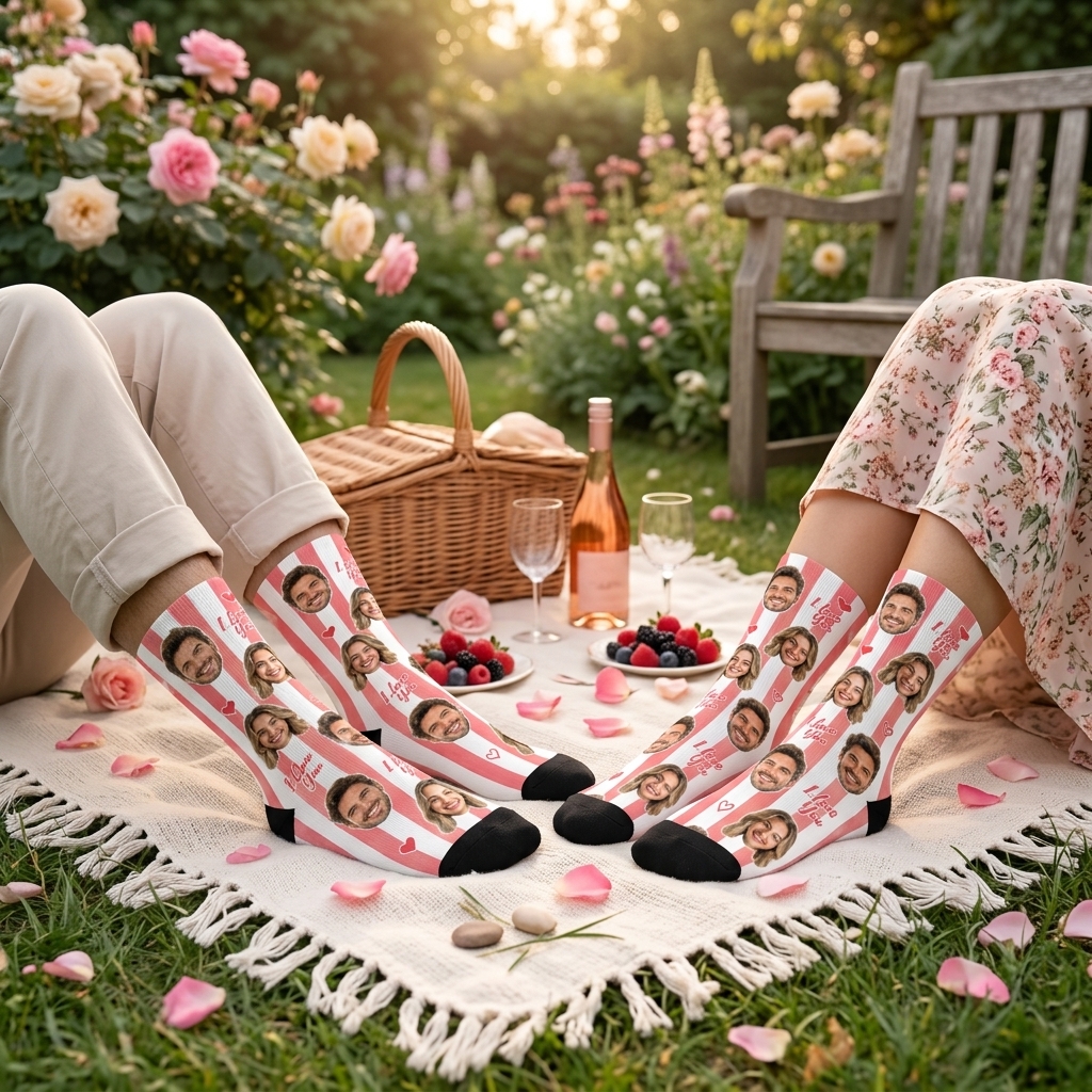 Personalized Face Photo Striped Socks Couple Socks for Newlyweds Wedding Gift for Couple Anniversary Gift