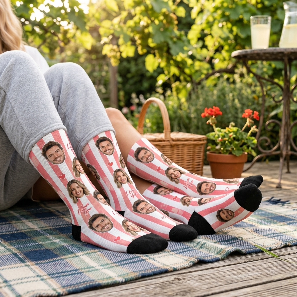 Personalized Face Photo Striped Socks Couple Socks for Newlyweds Wedding Gift for Couple Anniversary Gift