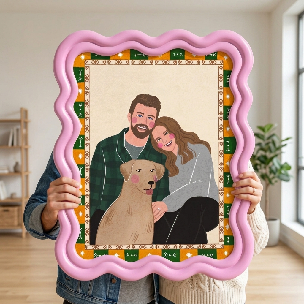 Personalized Photo Badly Drawn Portrait Custom Couple Portrait Hand Drawn Quirky Portrait Wall Art Portrait from Photo Cute Couple illustration