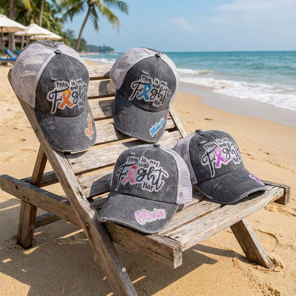 Personalized This is My Fight Hat Glitter Name Baseball Cap with Ribbon Breast Cancer Inspirational Gift for Her