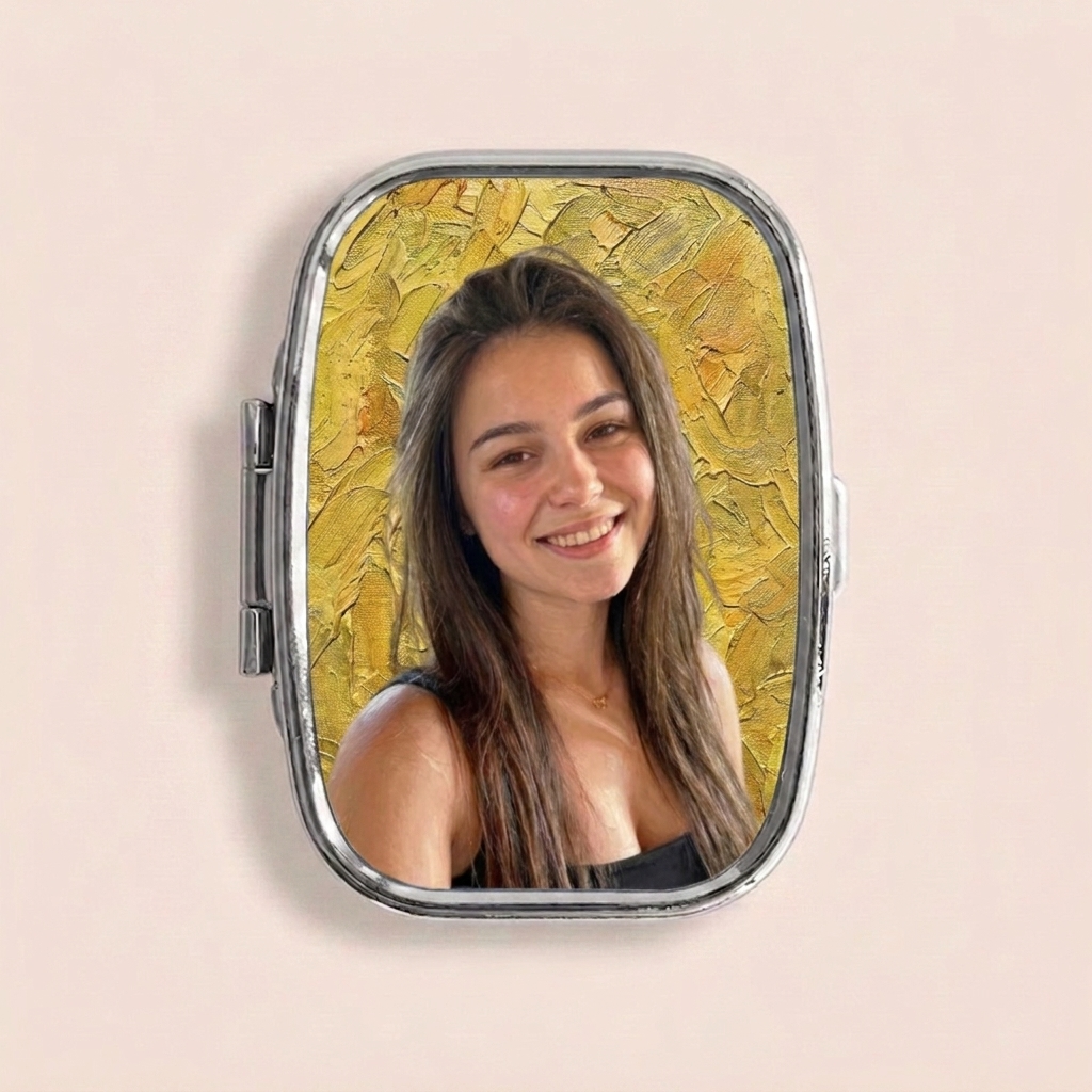 Personalized Custom Portrait Pill Box Unique Mini Medicine Case Portable Pocket Organizer Photo Art Travel Gift