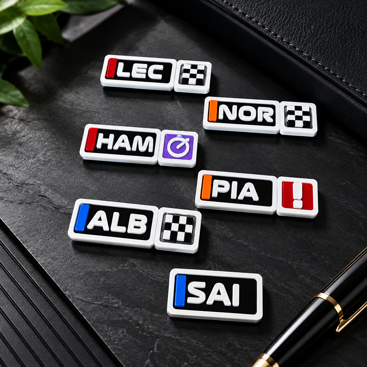 Motorsport Grand Prix Driver Leaderboard Magnetic Tracker, 22 Racers Name Magnets Racing Fan Gift, 3D Printed Interactive Race Standings Board
