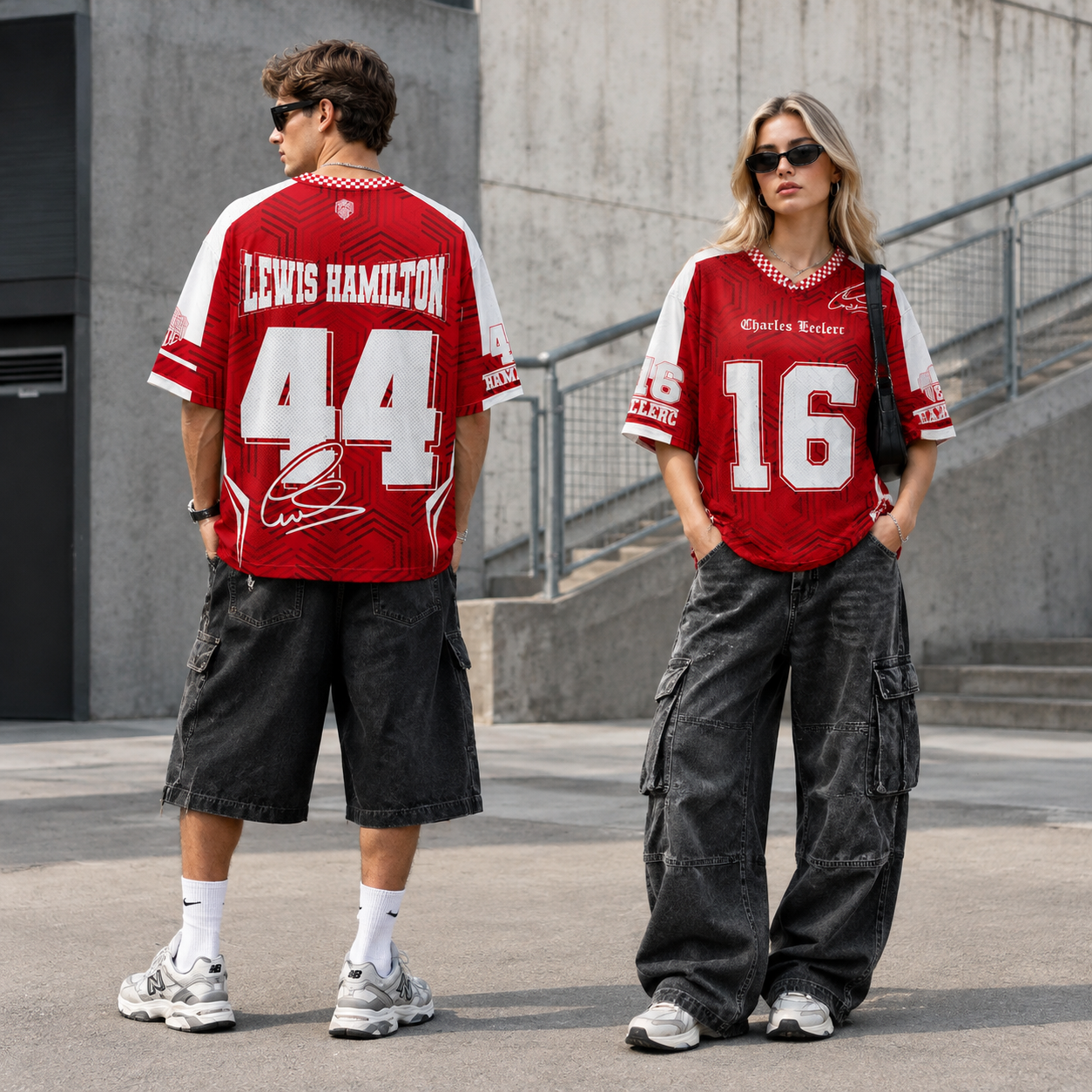 Racing Driver Mesh Jersey, Scuderia Red Streetwear Short Sleeve Tee, Motorsport Fan Oversized Mesh T-Shirt