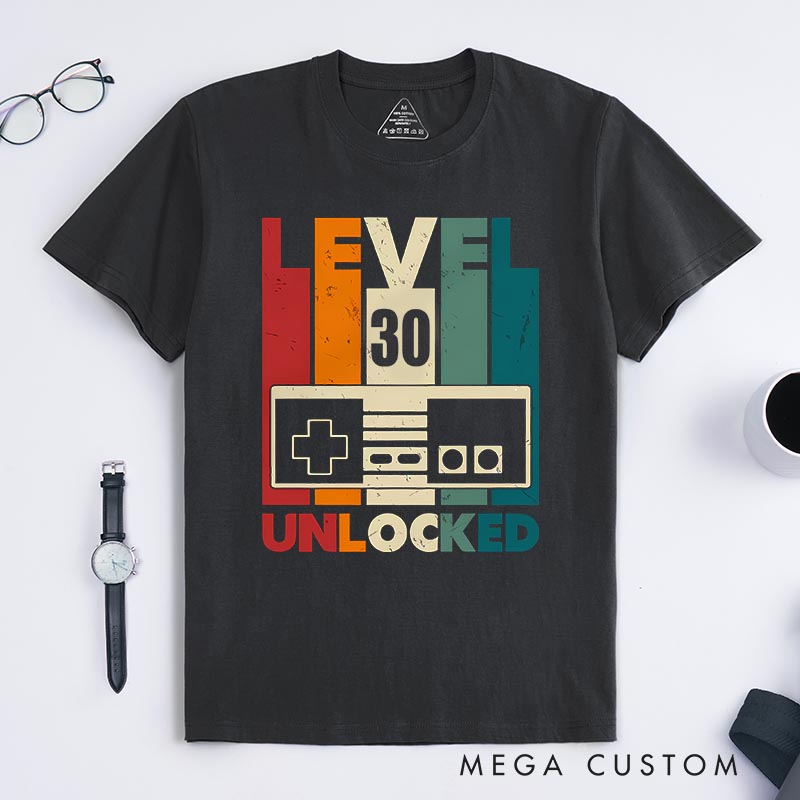 Personalized Level Unlock Birthday Game Classic T-Shirts Birthday Gift Video Game Tshirt Geek Gaming Nerd Shirt