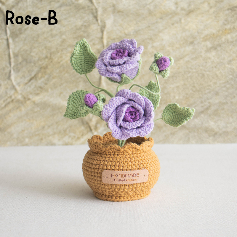 Handmade Crochet Sunflower Rose Lily Flower Pot Mother S Day Birthday Graduation Decor Cute Gift for Her Kid Girlfriend Friend Mom Grandma