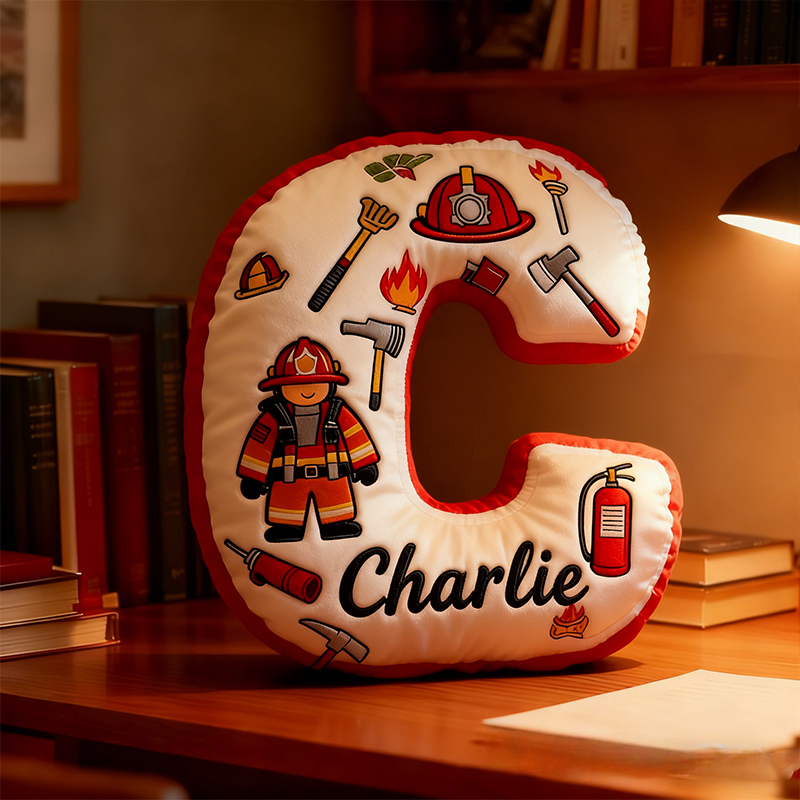 Personalized Firefighter Themed Pillow Custom Name Letter Pillow Custom Name Graphic 3D Print Pillow 