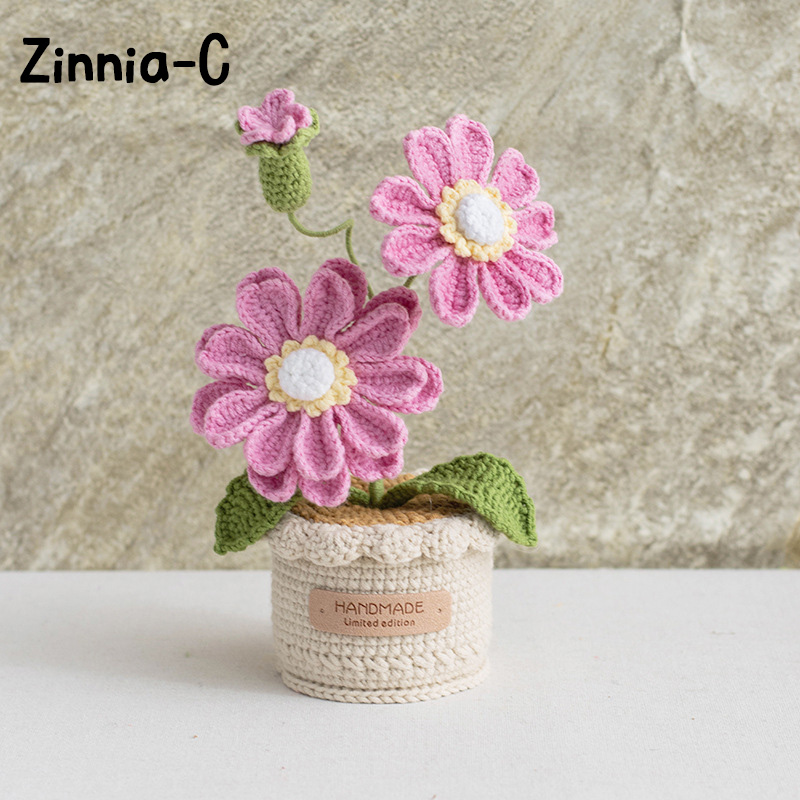 Handmade Crochet Sunflower Rose Lily Flower Pot Mother S Day Birthday Graduation Decor Cute Gift for Her Kid Girlfriend Friend Mom Grandma
