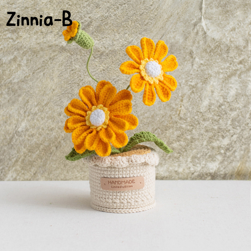 Handmade Crochet Sunflower Rose Lily Flower Pot Mother S Day Birthday Graduation Decor Cute Gift for Her Kid Girlfriend Friend Mom Grandma