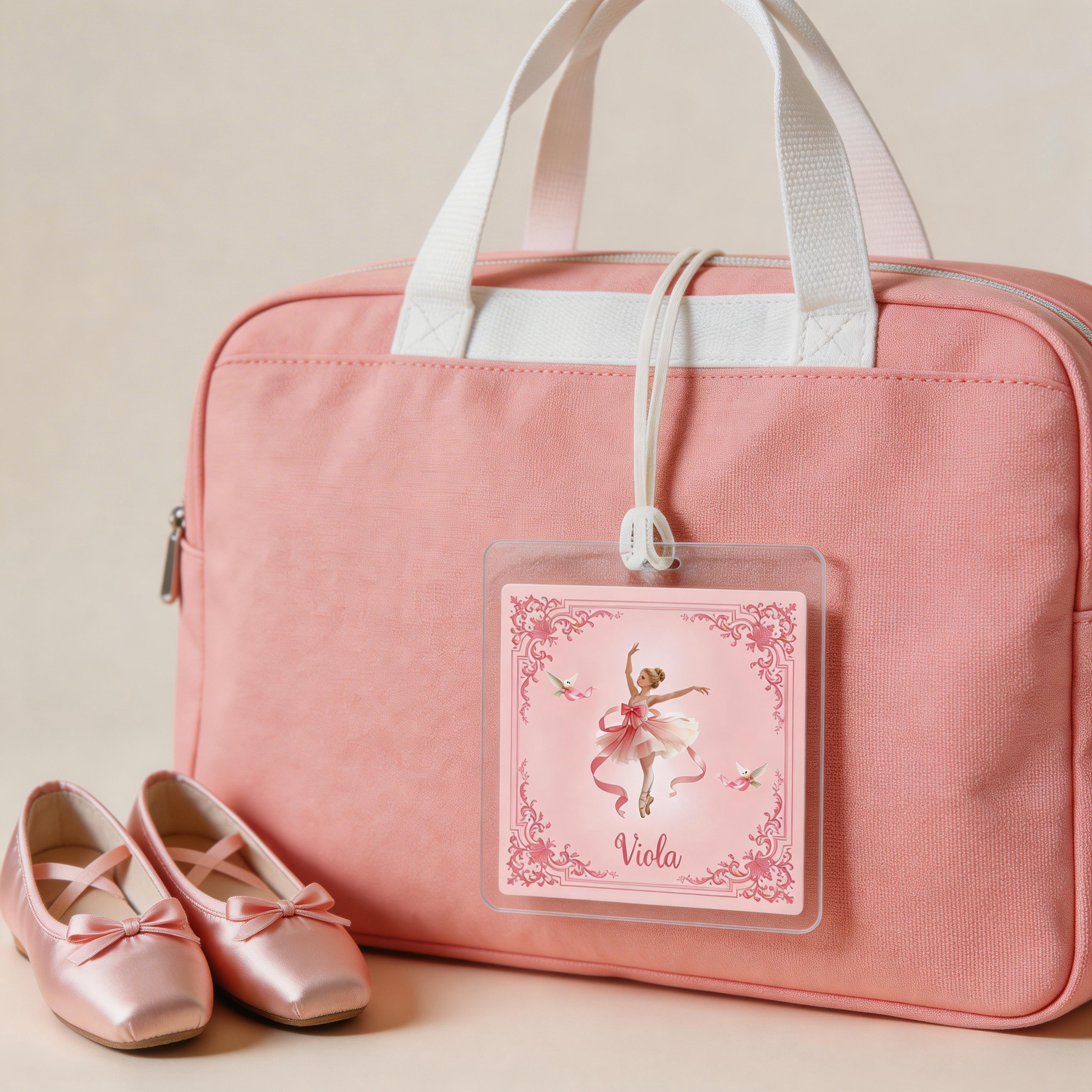 Personalized Ballet Princess Bag Key Charm Custom Photo and Name Gift for Her