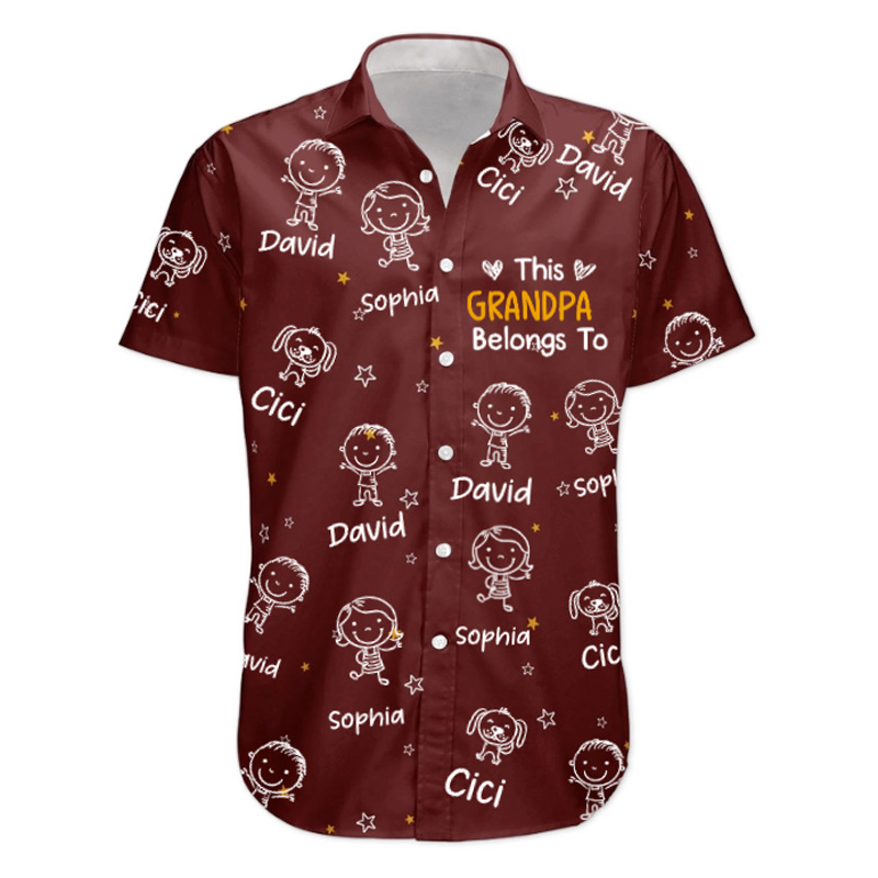 Personalized Hawaiian Shirt This Grandpa Belongs To Doodle Father's Day Gifts