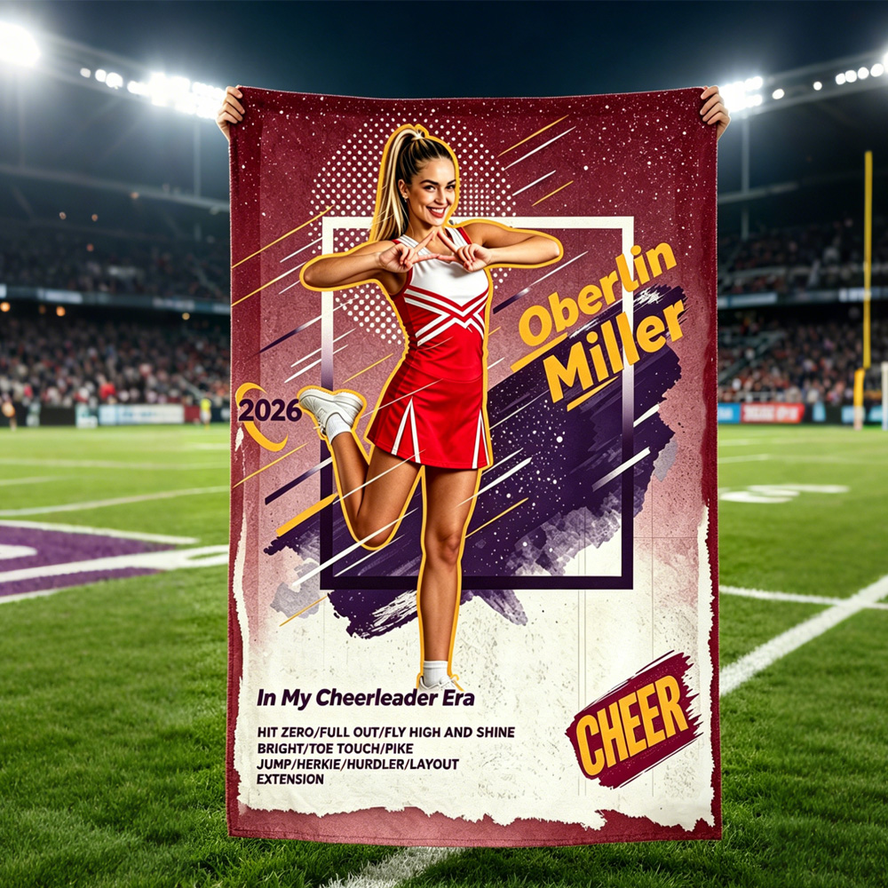 Personalized Cheerleader Era Blanket – Custom Photo Gift for Cheer Girls