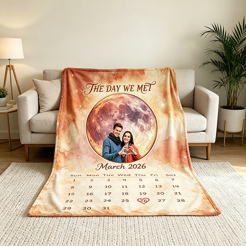 Personalized Couple Building Block Blanket Couple Photo Blanket Custom Name Throw Blanket