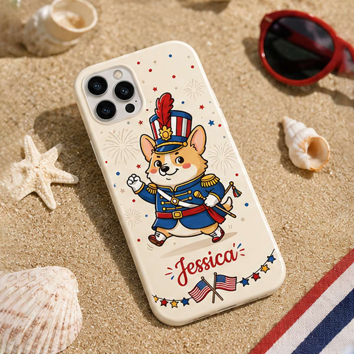 Personalized Patriotic Pet Phone Case – Custom Dog & Name 4th of July Cover
