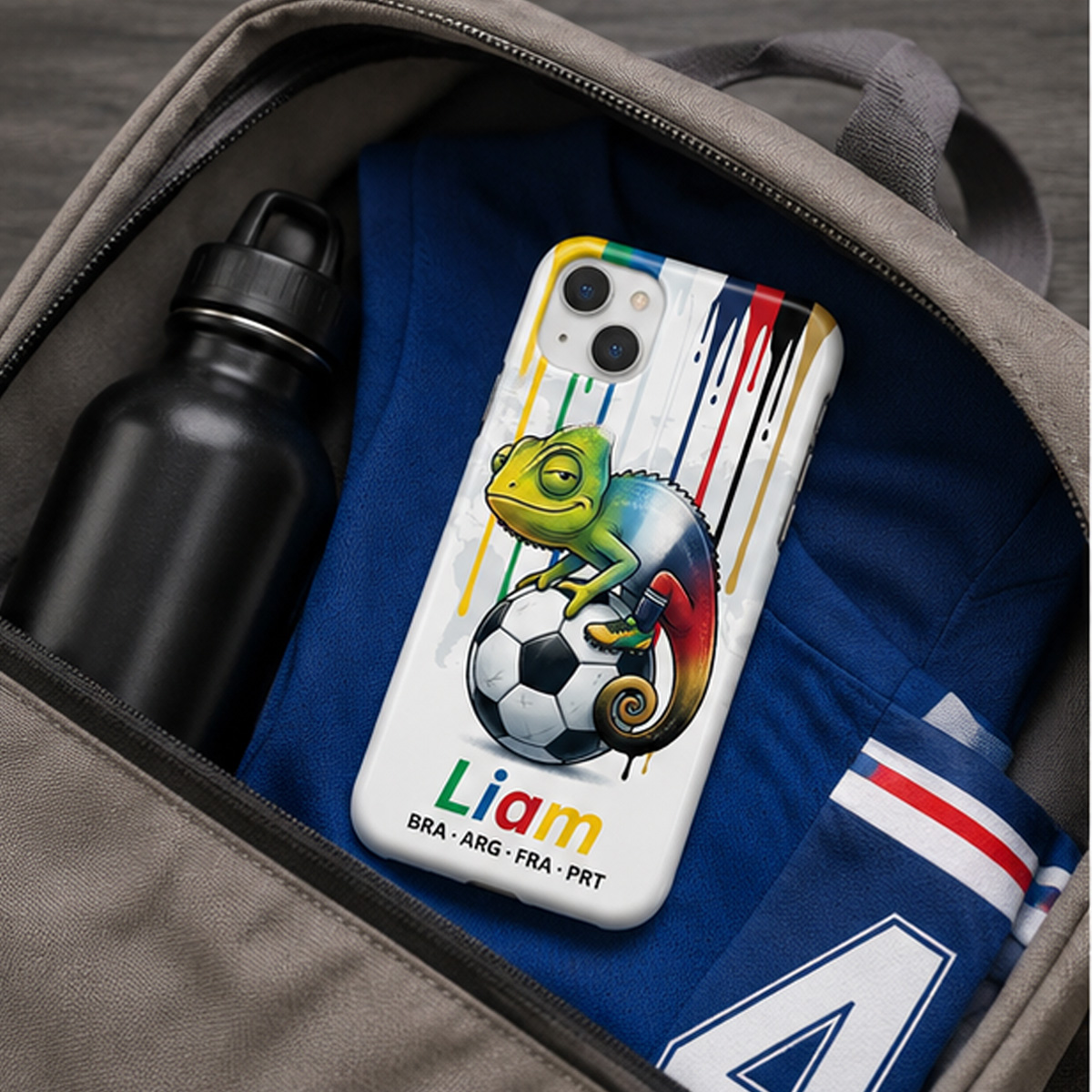 Personalized World Cup Chameleon Phone Case – Custom Name & Country List Soccer Fan Cover