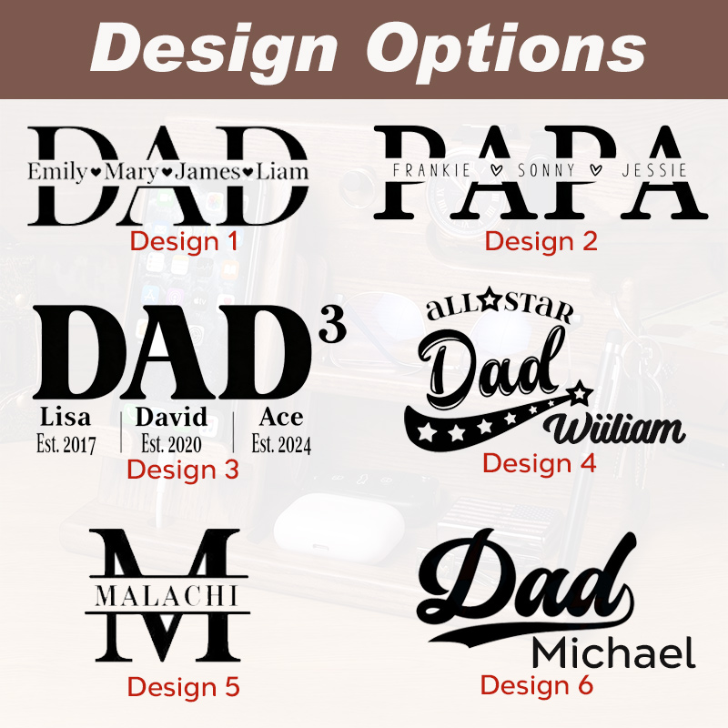 Personalized Dad Wood Docking Station with Kids Names Custom Wood Phone Docking Station Desk Organizer Engraved Phone Stand Phone Docking Station Gift for Papa Dad Grandpa Gifts