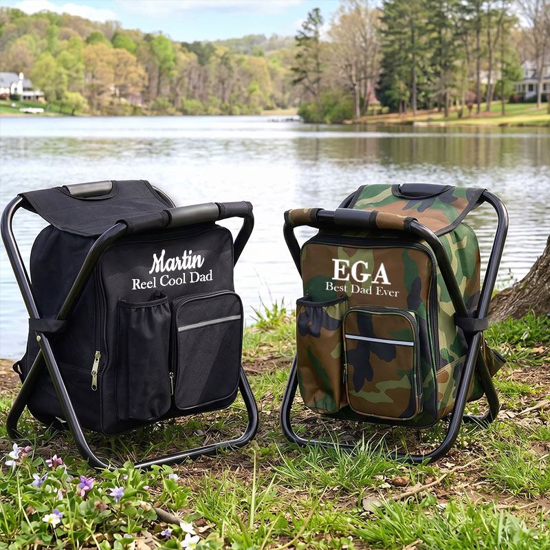 Personalized Fishing Dad Cooler Chair Backpack with Name Monogrammed Custom Outdoor Lover Gift Fishing Gifts for Dad Grandpa