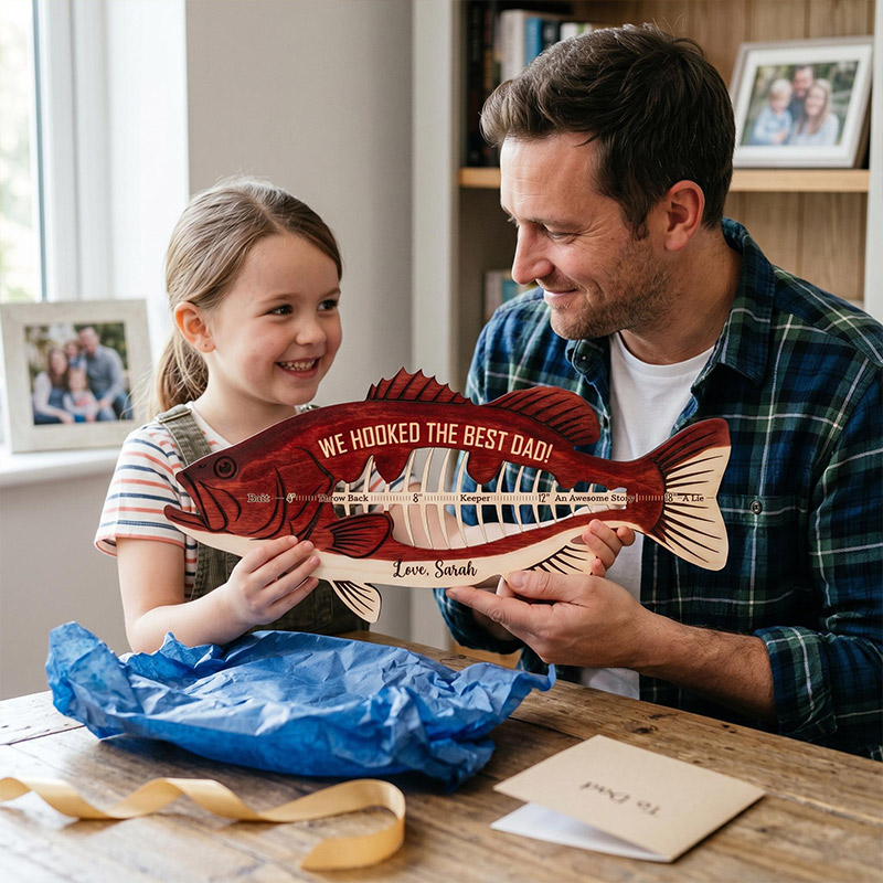 Personalized We Hooked The Best Dad Fish Ruler Custom Fishing Gift for Dad Fathers Day Gift Funny Fish Ruler for Dad Gift for Grandpa Fishing Buddy Gift