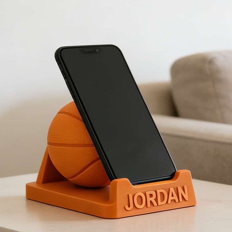 Personalized 3D Printed Basketball Phone Stand with Custom Name for Players and Enthusiasts