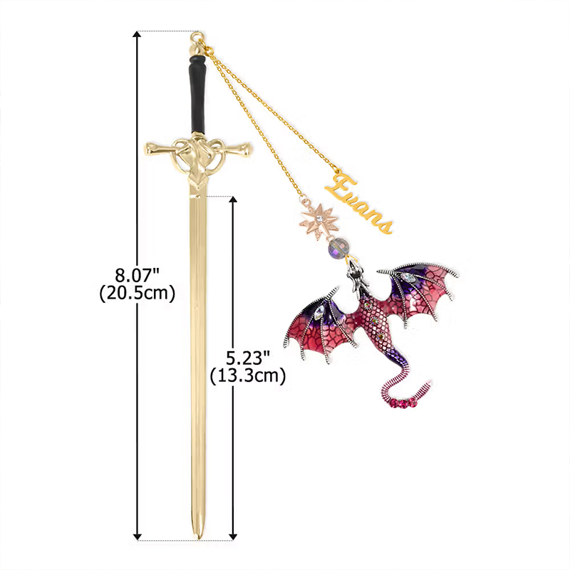 Personalized Dragon Sword Bead Star Fantasy Bookmark with Name Reading Accessory Birthday Gift for Readers Bookworms Book Lover Gifts