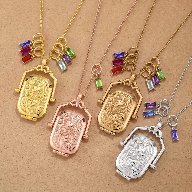 Personalized Antique Victorian Locket Birthstone Necklace with Photo and Text Dainty Jewelry Memorial Birthday Gift for Mom Grandma