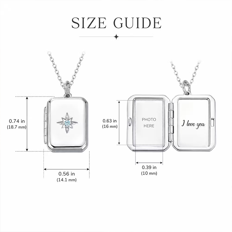 Personalized Birthstone Photo Necklace with Text Anniversary Birthday Gift for Mom Dad Family