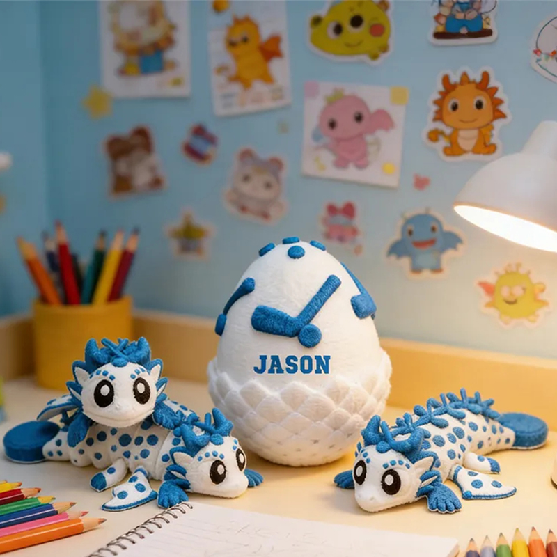Personalized 3D Printed Ice Hockey Dragon and Egg Toy Set with Custom Name for Kids 