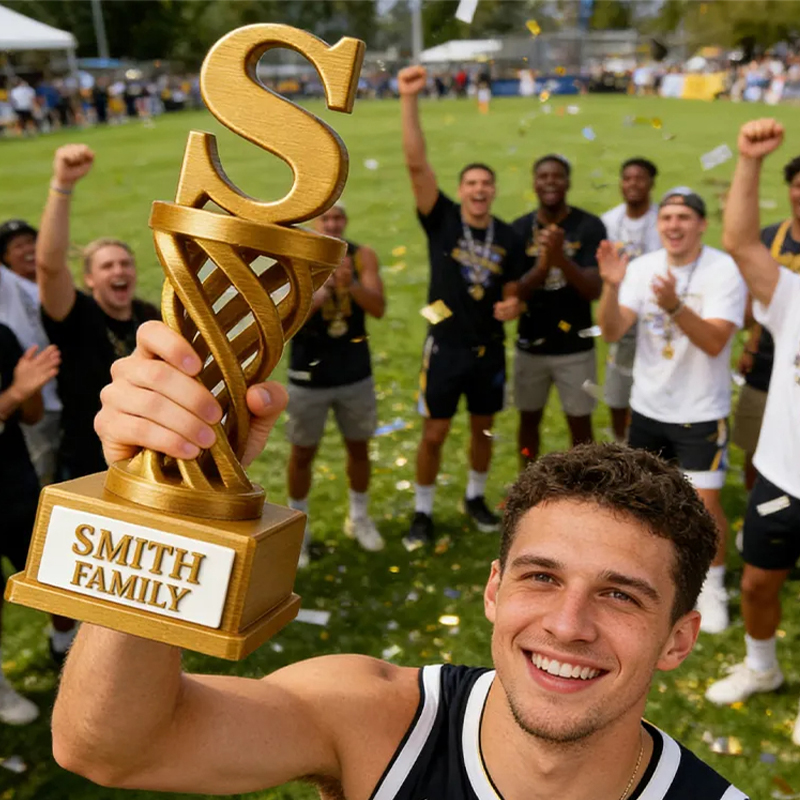 Personalized 3D Printed Basketball Trophy with Custom Family Name for Celebrations