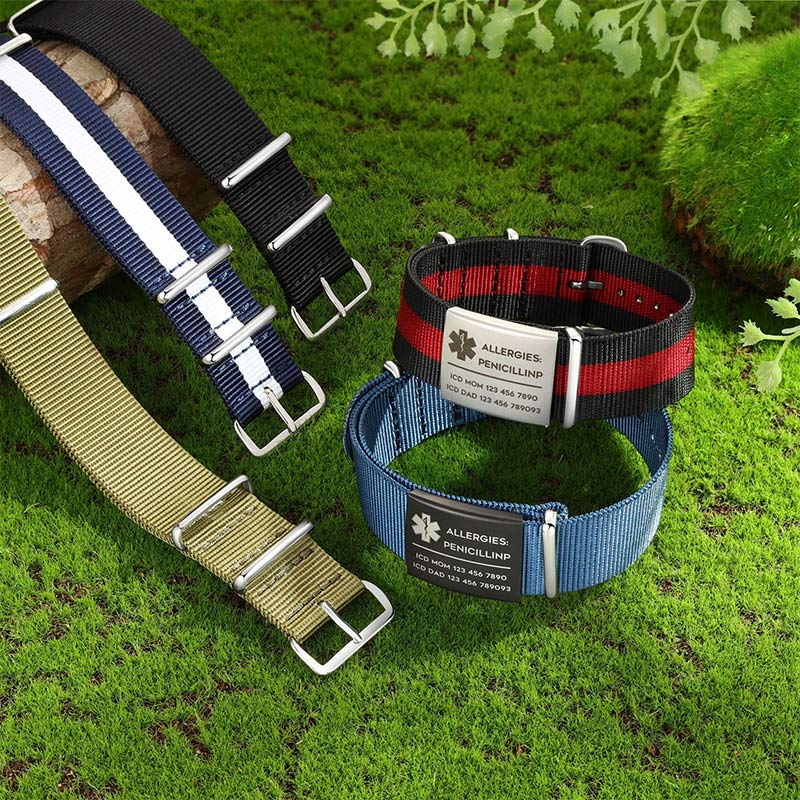 Personalized Waterproof Adjustable Medical Alert Bracelet Custom Medical Rope Bracelet with Engraving ID Medical Bracelets Emergency Jewelry