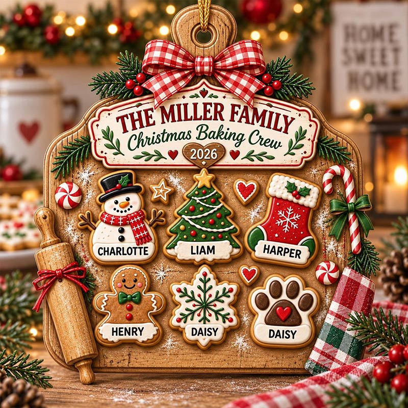 Personalized Family Gingerbread Christmas Ornament 2026 Custom Gingerbread Cookie Ornament with Pets Names Family Holiday Keepsake Gifts