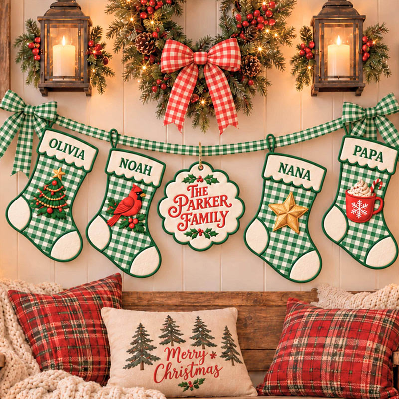Personalized Embroidered Christmas Stocking Custom Name Mini Stocking Ornament Family Christmas Decor Family Stocking Gift