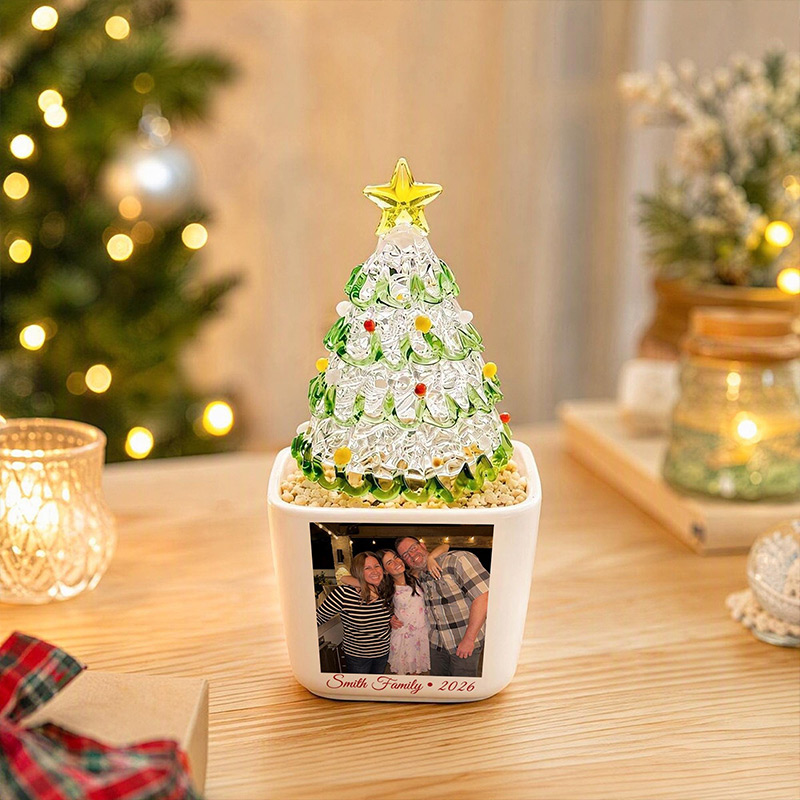 Personalized Stained Glass Christmas Tree Pot Christmas Gift for Grandparents Custom Family Photo Keepsake 2026