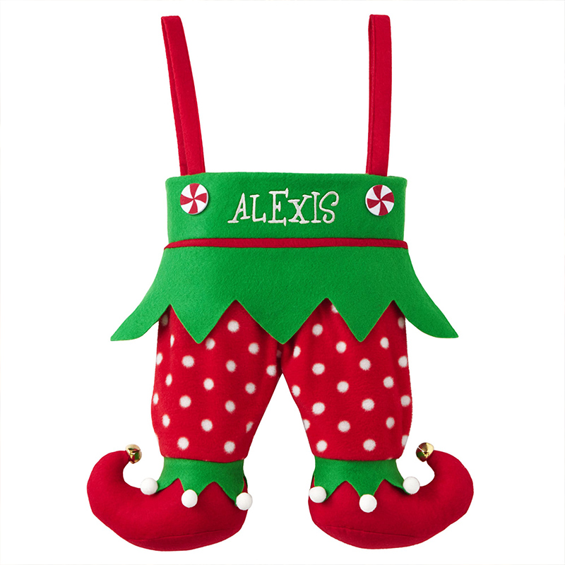 Personalized Christmas Stocking with Name Embroidered Elf Pants Stocking Holiday Stocking Monogram Family Stockings Gifts Christmas Decor 