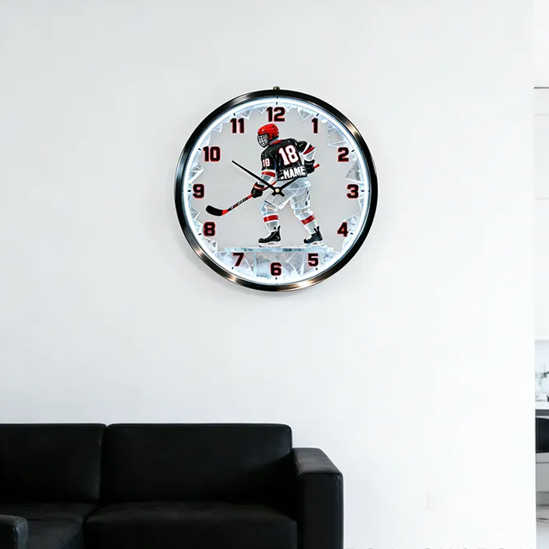 Personalized Ice Hockey Wall Clock with Custom Name and Number