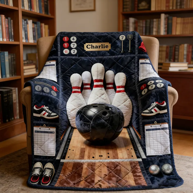 Personalized Bowling Blanket with Custom Name Design Perfect for Bowling Enthusiasts