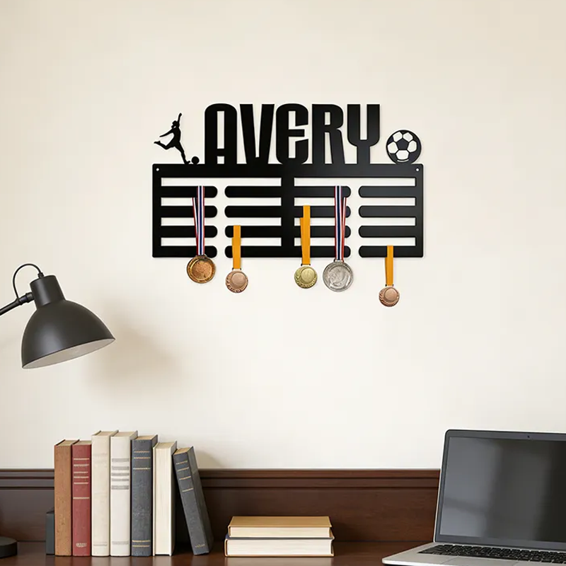 Personalized Soccer Medal Holder with Custom Name Design Perfect for Celebrating Achievements