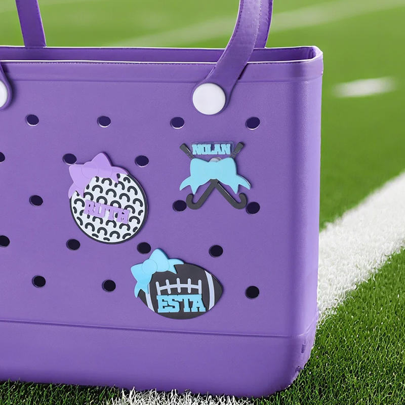 Personalized Sports Ball Bow Design Bag Charm with Name Accessories for Bag Birthday Gift for Sports Lovers